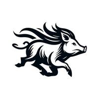 Black Animal Pig Illustration Logo Silhouette. Pig logo design vector