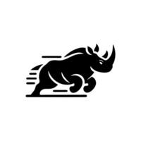 Rhino logo stock. illustration of a silhouette of a rhino standing on isolated white background vector