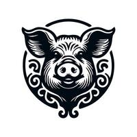 Black Animal Pig Illustration Logo Silhouette. Pig logo design vector