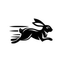 Logos of rabbit is running. Black bunny running logo concept. Rabbit logo design vector