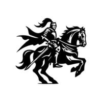ecuestre Caballero logo diseño. caballo guerrero logo. guerra caballo silueta vector