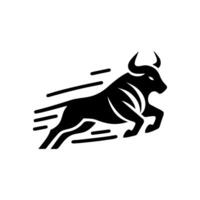 black and white bull logo. running bull logo vector