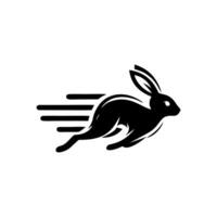 Logos of rabbit is running. Black bunny running logo concept. Rabbit logo design vector