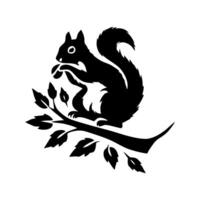 Squirrel logo. Squirrel with acorn silhouette icon on white background vector