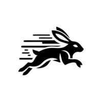 logos de Conejo es correr. negro conejito corriendo logo concepto. Conejo logo diseño vector