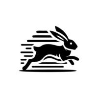 Logos of rabbit is running. Black bunny running logo concept. Rabbit logo design vector