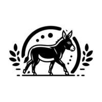 Donkey logo design illustration. Black Donkey icon logo vector