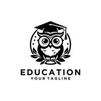 Owl logo with graduation hat. Education logo design vector