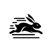 Rabbit running logo design template vector