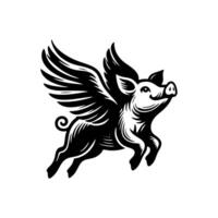 flying pig logo design, hog logo design vector