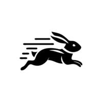 Logos of rabbit is running. Black bunny running logo concept. Rabbit logo design vector