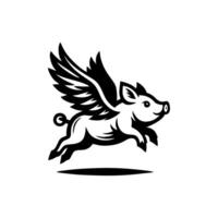 flying pig logo design, hog logo design vector