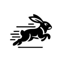 Logos of rabbit is running. Black bunny running logo concept. Rabbit logo design vector