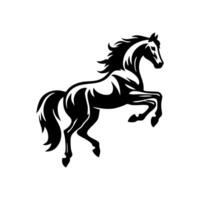 Horse logo design. Standing stallion logo. black and white horse logo design vector