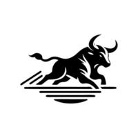 black and white bull logo. running bull logo vector