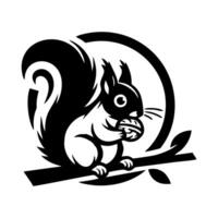 Squirrel logo. Squirrel with acorn silhouette icon on white background vector