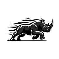 Rhino logo stock. illustration of a silhouette of a rhino standing on isolated white background vector