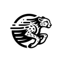 rápido corriendo leopardo animal logo. leopardo logo diseño vector