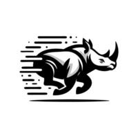 Rhino logo stock. illustration of a silhouette of a rhino standing on isolated white background vector