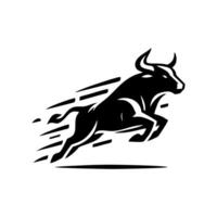 black and white bull logo. running bull logo vector