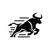 black and white bull logo. running bull logo vector