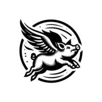 flying pig logo design, hog logo design vector