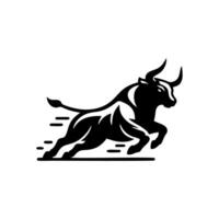 black and white bull logo. running bull logo vector