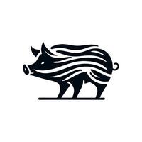 Black Animal Pig Illustration Logo Silhouette. Pig logo design vector