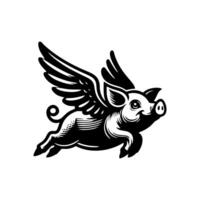 flying pig logo design, hog logo design vector