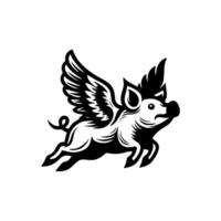 flying pig logo design, hog logo design vector