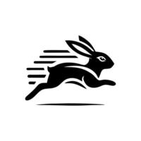 Logos of rabbit is running. Black bunny running logo concept. Rabbit logo design vector