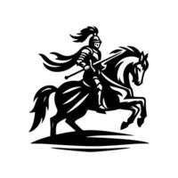 equestrian knight logo design. Horse warrior logo. war horse silhouette vector