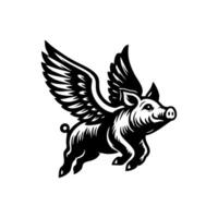 flying pig logo design, hog logo design vector