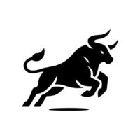 black and white bull logo. running bull logo vector