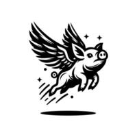 flying pig logo design, hog logo design vector