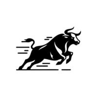 black and white bull logo. running bull logo vector