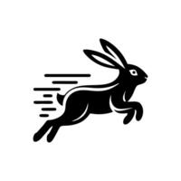 Rabbit running logo design template vector