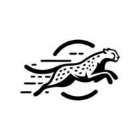 rápido corriendo leopardo animal logo. leopardo logo diseño vector