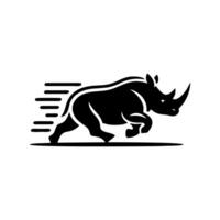 Rhino logo stock. illustration of a silhouette of a rhino standing on isolated white background vector