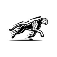 running cheetah animal logo in black and white. Cheetah logo design vector