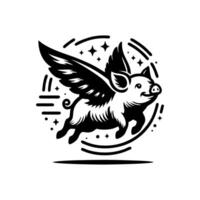 flying pig logo design, hog logo design vector