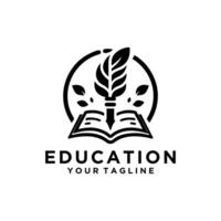 Book and Pen Logo For Education vector