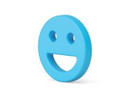 Smiley blue emoticon laughing face funny character cyberspace online communication 3d icon vector