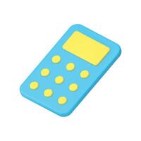 Electronic calculator math counting blue device with button display 3d icon realistic vector