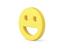 Emoticon smiling social media humor smiley character yellow 3d icon realistic illustration vector