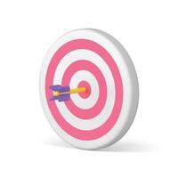 Target with arrow in bullseye goal competition game business success achievement 3d icon vector