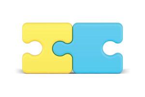 Puzzle details join assembling success match collaboration partnership 3d icon realistic vector