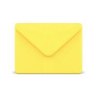 Mail envelope incoming message new letter notification yellow email information 3d icon vector