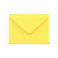 Mail envelope incoming message new letter notification yellow email information 3d icon vector