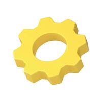 Engineering yellow gear cog wheel mechanism machinery maintenance progress 3d icon realistic vector